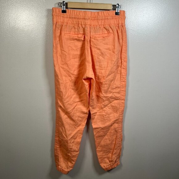 Athleta Cabo Linen Jogger Pants Size 6 Cactus Peach Coral Travel Beach Coastal - Picture 2 of 11